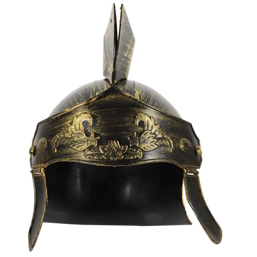 LRXIYODE Römischer Helm Kostüm Zubehör Mittelalterlicher Ritterhelm für Cosplay und Themenpartys Unvergessliches Prop für Rollenspiele und Bühnenaufführungen Goldfarbener Spartanischer von LRXIYODE