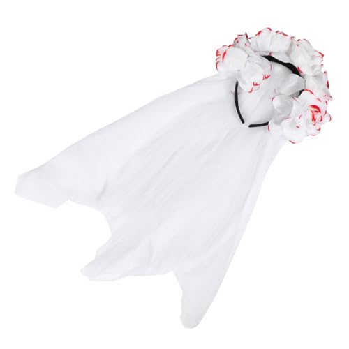 LRXIYODE Rosenblüten Haarreif mit Schleier Halloween Kopfschmuck Tag der Toten Kostüm Damen Party Festival Accessoire von LRXIYODE