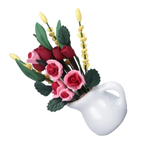 LRXIYODE Rosenverzierung microanlagen Micro Plants blumenkübel Flowerpot anpflanztöpfchen Zubehör für Puppenhäuser winzige Pflanzen Miniatur-Zeug Puppenhauszubehör Gefälschte Pflanzen Harz von LRXIYODE