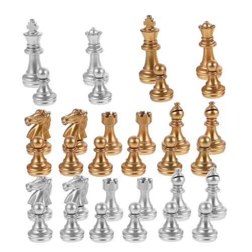 LRXIYODE Schachfiguren Kunststoff Glänzend Gold Silber Elektrobeschichtet Glatte Oberfläche Ersatzteile für Brettspiele Lern Unterhaltungsspiel Kompatibel mit Standard schachbrettern LRXIYODE Schachfiguren Kunststoff Glänzend Gold Silber Elektrobeschichtet Glatte Oberfläche Ersatzteile für Brettspiele Lern Unterhaltungsspiel Kompatibel mit Standard schachbrettern von LRXIYODE