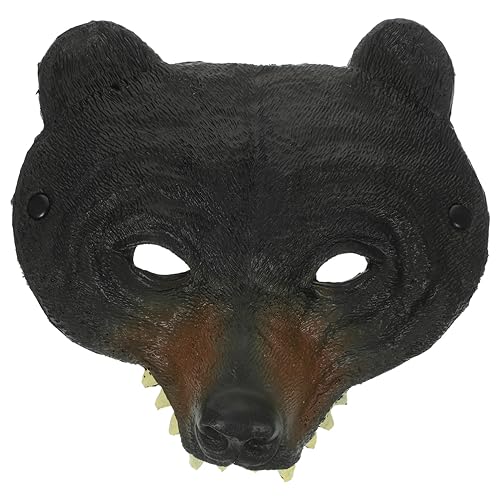 LRXIYODE Schwarze Bärenmaske PU Tiergesichtsmaske mit Elastischem Band Unisex Karneval Halloween Kostüm Masquerade Party Requisit von LRXIYODE