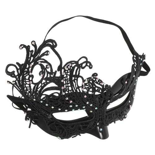 LRXIYODE Schwarze Spitzen-Halbgesichts-Maske für Damen mit Elastischem Band Komfortabel und Verstellbar für Halloween Karneval Tanzpartys und Kostümfeste von LRXIYODE