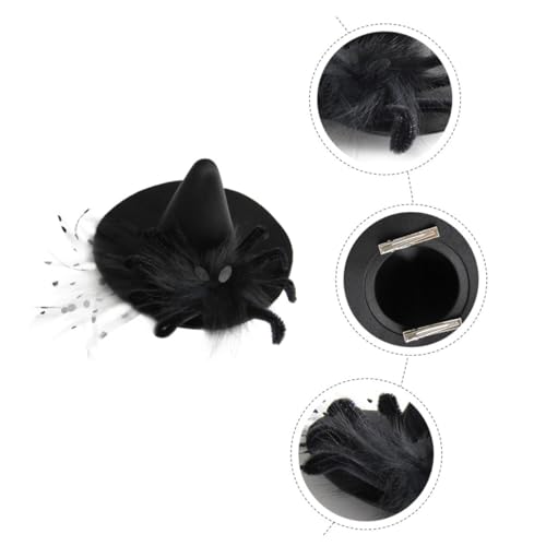 LRXIYODE Schwarzer Halloween Haarschmuck Spinnennetz Gauze Hexenhut Haarpin Damen Festliche Kopfbedeckung für Hexenkostüm und Party von LRXIYODE