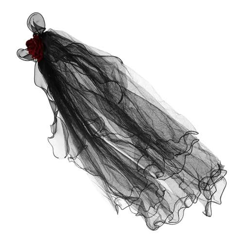LRXIYODE Schwarzer Halloween Kopfschmuck mit Roten Rosen Perfektes Kostümzubehör für Geisterbräute Gothic Partys und Maskenbälle LRXIYODE Schwarzer Halloween Kopfschmuck mit Roten Rosen Perfektes Kostümzubehör für Geisterbräute Gothic Partys und Maskenbälle von LRXIYODE