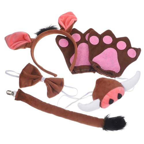LRXIYODE Schwein Kostüm mit Weichem Stirnband Elastischer Nase und Fliege Kuscheliges Party Accessoire für Karneval Fasching Tanz und Mottopartys Bequemes Verkleidungszubehör von LRXIYODE