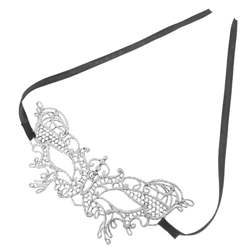 LRXIYODE Silberne Spitzen Halbmaske Verstellbar Damen Maskerade Augenmaske für Karneval Halloween Ball Kostüm Cosplay von LRXIYODE