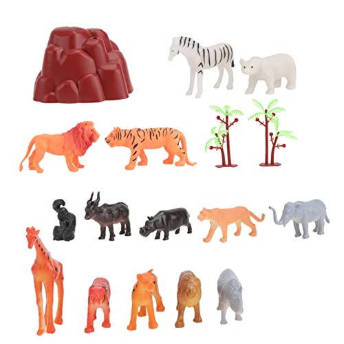 LRXIYODE Simulation Tierfiguren Set mit Großem Aufbewahrungszylinder Realistische Wald und Bauernhoftiere Pädagogische Kinderspielzeuge zur Tiererkennung und DIY Sandtisch Dekoration von LRXIYODE