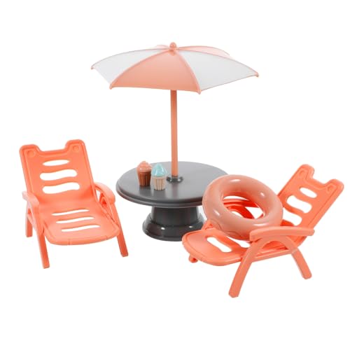 LRXIYODE Strandkorb-Set Hüpfbälle für Bausätze Zubehör Party sandspielzeug strandspielzeug Puppenhaus Dekoration Strandstuhl-Set Strandtisch-Modell Mini-Sonnenschirmmodell Abs von LRXIYODE