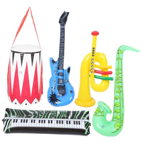 LRXIYODE Teiliges Aufblasbares Party Musikinstrumente PVC Bühnenrequisiten mit Gitarre Saxophon Trompete Keyboard Schlagzeug Leicht Langlebig für Geburtstagsspiele Zufällige von LRXIYODE