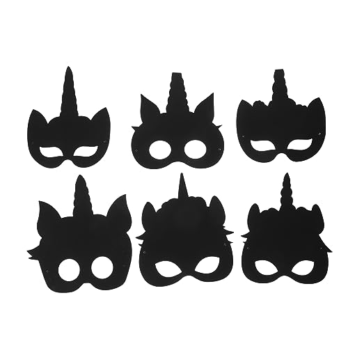 LRXIYODE Teiliges Einhorn Kratzpapier Masken DIY Bastelset für Halloween Kindergeburtstag Familienaktivität Bunte Kratzmasken aus Hochwertigem Material Fördert Kreativität und Feinmotorik von LRXIYODE