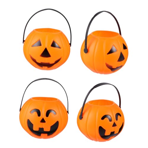 LRXIYODE Teiliges Halloween Deko Kleine Kürbisbuckets und Kleine Kürbislaternen in Orange Stimmungsvolle Halloween Requisiten für Party Atmosphäre und Festliche Dekoration von LRXIYODE