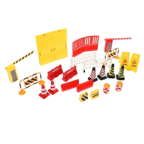 LRXIYODE Teiliges Miniatur Verkehrszeichen und Straßenabsperrung Spielset für Leicht Langlebig Pädagogisches Straßenschild Modell für Verkehrserziehung und Rollenspiele von LRXIYODE