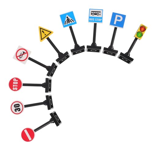 LRXIYODE Teiliges Verkehrszeichen Spielset mit Ampel Baustellenschildern und DIY Bausteinen Kindgerechtes Straßenschild zur Motorischer Fähigkeiten und Kreativem Lernen von LRXIYODE