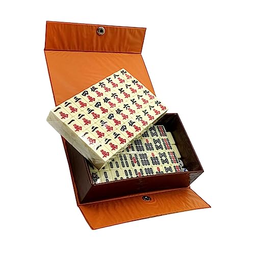 LRXIYODE Tragbares Chinesisches Mahjong mit Würfeln Kompaktes Reisespiel Leichtes Mini Mahjong mit Aufbewahrungsbox für Camping Familienfeiern und Unterwegs Gesellschaftsspiel von LRXIYODE