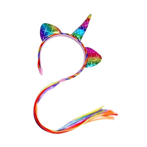 LRXIYODE Unicorn Haarreif mit Buntem Kunsthaar Leichtes nicht Verblassendes Haarband für Mädchen Fantasievolles Party Accessoire Dekorativer Haarschmuck für Festlichkeiten und Kostüme von LRXIYODE