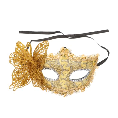LRXIYODE Venetian Halbgesichts Maske Damen Spitzenmaskerade mit Verstellbarem Band für Halloween Karneval Maskenball Party Schmetterlings Spitzenmaske Gold LRXIYODE Venetian Halbgesichts Maske Damen Spitzenmaskerade mit Verstellbarem Band für Halloween Karneval Maskenball Party Schmetterlings Spitzenmaske Gold von LRXIYODE