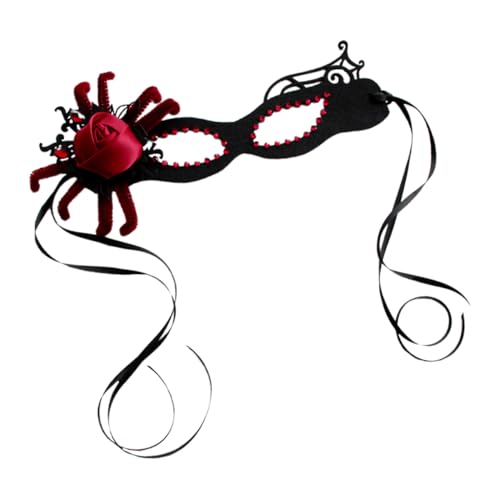 LRXIYODE Vintage Halloween Masquerade Maske mit Spinnen und Blumenmotiv Bequeme Cosplay Gesichtsmaske für Karneval Party Kostümfest Gruseliges Zubehör für Damen von LRXIYODE