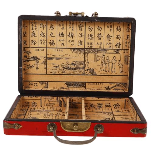 LRXIYODE Vintage Mahjong Aufbewahrungsbox aus Holz mit Traditionellem Chinesischem Muster Großer Rechteckiger Mahjong Kasten mit Praktischem Verschluss Vielseitige Aufbewahrungskiste für LRXIYODE Vintage Mahjong Aufbewahrungsbox aus Holz mit Traditionellem Chinesischem Muster Großer Rechteckiger Mahjong Kasten mit Praktischem Verschluss Vielseitige Aufbewahrungskiste für von LRXIYODE