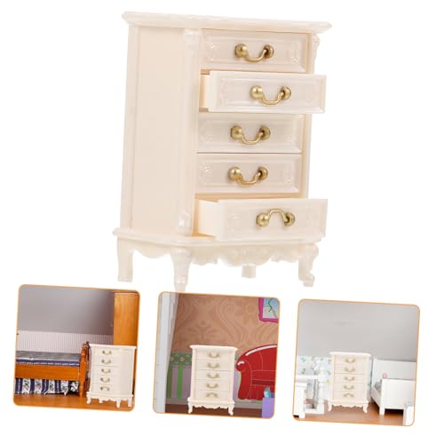 LRXIYODE Vitrine Puppenhaus Mini- Puppenwagen Minifiguren Miniaturschrank für kinderspielzeug bücherregal deko Bücherregale Miniaturhausschrank Plastik Weiß von LRXIYODE