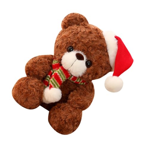 LRXIYODE Weihnachtlicher Plüschbär Dunkelbraun Festliche Tischdekoration Weicher Kuschelteddy als Weihnachtsornament für Familienfeiern und Stimmungsvolle Festtagsdekoration von LRXIYODE
