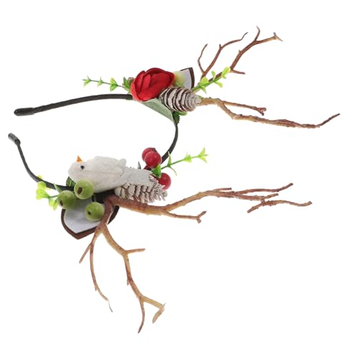LRXIYODE Weihnachtliches Geweih Stirnband aus Langlebigem Kunststoff und Umweltfreundlich Bequem für Erwachsene für Halloween Party und Festliche Kostüme mit Vögeln und Beeren Verziert von LRXIYODE