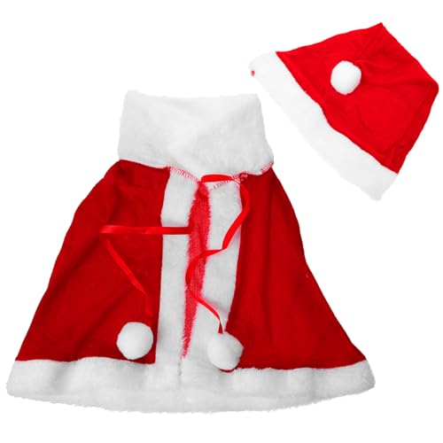 LRXIYODE Weihnachtsmann Kostüm mit Santa Cape und Mütze Festliches Weihnachtskostüm für Jungen und Mädchen Weiches Stoffmaterial für Party Rollenspiel und Auftritte von LRXIYODE