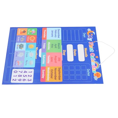 LRXIYODE digital Stengel Uhren Bausatz kinderzimmer wanddeko wandpolsterung kinderzimmer Lernuhr Jahreszeiten Kalender wohnungsdeko Kalenderplatte Tageskalender Eva Blue von LRXIYODE