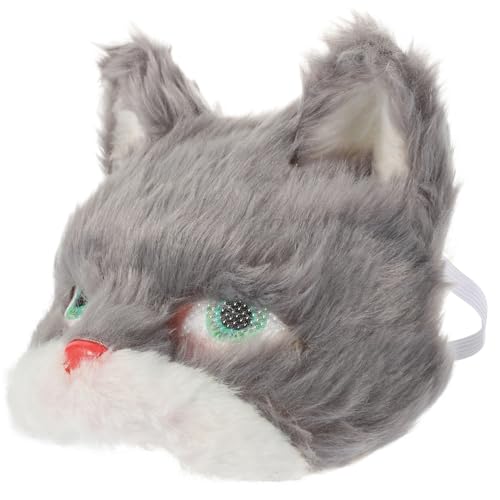 LRXIYODE plüschige Katzenmaske Maskerade-Maske Masse Kostüm Cosplay-Maske Erwachsene Maskerade Party halloween masken halloweenmaske Katzenmasken karnevalsdekorationen für party PVC Grey von LRXIYODE