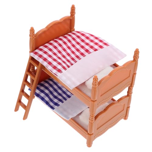 LRXIYODE puppenhaus doppelbett Bett im Maßstab 1:12 kleines Möbelmodell Etagenbett für Puppen für kinderspielzeug Mini-Etagenbett Puppenhaus-Etagenbett- Plastik von LRXIYODE