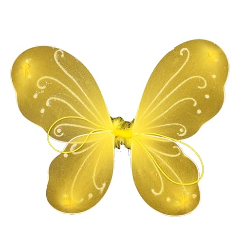 LSFYSZD Feenflügel für Erwachsene, Schmetterlingsflügel für Damen, Halloween-Kostüm, Party, Verkleidung (Stil B Gelb, Einheitsgröße) von LSFYSZD