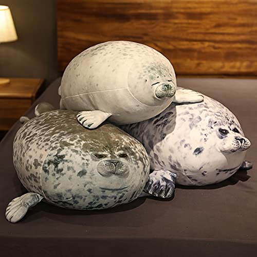 30cm Chubby Blob Seal Pillow, Robbe Kuscheltier Fett Meerestier Kissen Gefülltes Plüschkissen Grau Klecks Siegel Umarmungskissen Stofftier Baumwolle Blob Seal Plüsch Spielzug für Kinder Erwachsene von LSGGTIM