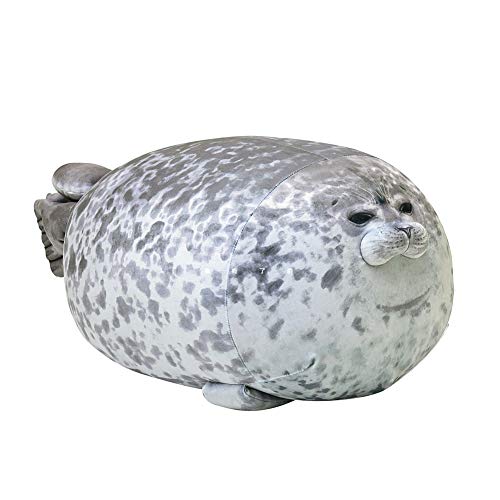 30cm Chubby Blob Seal Pillow, Robbe Kuscheltier Fett Meerestier Kissen Gefülltes Plüschkissen Grau Klecks Siegel Umarmungskissen Stofftier Baumwolle Blob Seal Plüsch Spielzug für Kinder Erwachsene von LSGGTIM