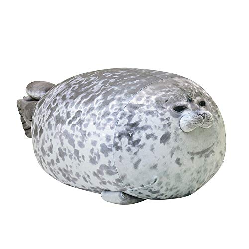 60cm Chubby Blob Seal Pillow, Robbe Kuscheltier Fett Meerestier Kissen Gefülltes Plüschkissen Grau Klecks Siegel Umarmungskissen Stofftier Baumwolle Blob Seal Plüsch Spielzug für Kinder Erwachsene von LSGGTIM