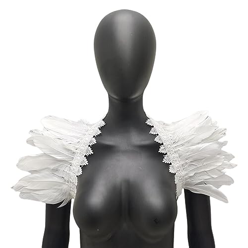 Federumhang Fasching, Flauschiger Federschal Schulter Damen Federkragen Gothic Feder Achselzucken Schalkragen Halskette Halloween Kostüm Epauletten Feder Cape Schal für Halloween Cosplay Party Federumhang Fasching, Flauschiger Federschal Schulter Damen Federkragen Gothic Feder Achselzucken Schalkragen Halskette Halloween Kostüm Epauletten Feder Cape Schal für Halloween Cosplay Party von LSGGTIM
