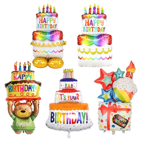 Happy Geburtstag Ballons Folienballon Deko - 5 StüCk Geburtstagsballons Aufblasbare Torten Torten-Ballon Geschenk Helium Ballons Geeignet FüR Kindergeburtstage Karneval Urlaub Party Deko Happy Geburtstag Ballons Folienballon Deko - 5 StüCk Geburtstagsballons Aufblasbare Torten Torten-Ballon Geschenk Helium Ballons Geeignet FüR Kindergeburtstage Karneval Urlaub Party Deko von LSISIIUYSL