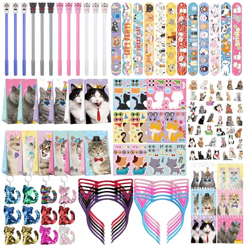 139PCS Katze Party Bevorzugungen-12 Aufkleber 12 Klaps Armbänder 12 Ohren Stirnband 12 Tier Mini Notizblock 12 Gesicht Stift 12 Schlüsselanhänger 12 Gefälligkeit Tasche 42 Aufkleber Party Supplies 139PCS Katze Party Bevorzugungen-12 Aufkleber 12 Klaps Armbänder 12 Ohren Stirnband 12 Tier Mini Notizblock 12 Gesicht Stift 12 Schlüsselanhänger 12 Gefälligkeit Tasche 42 Aufkleber Party Supplies von LSJDEER