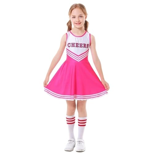 LSNNMU 3-12T Sommer Kinder Tank Top Cheerleading Anzug Brief Druck Slim Fit Kleid Mädchen Leistung Kostüme(Pink,150) von LSNNMU
