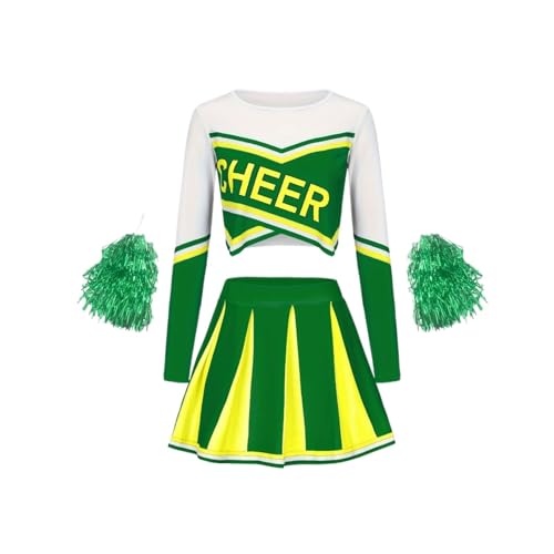 LSNNMU Cheerleading-Rock-Set, süße Sport-Pompons for Kinder, Performance, Mädchen, Urlaubsparty, Kleidung for den Schulanfang(Green,150) von LSNNMU