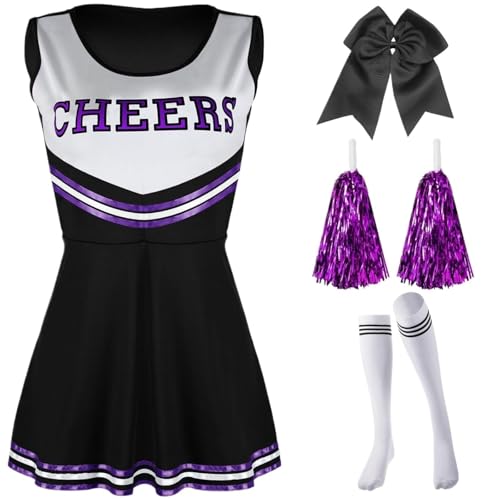 LSNNMU Damen-Kleidersets Cheerleading-Kleiderkostüme Cheerleading-Performance-Kostüme Cheerleading-Uniformen for Partybedarf(Black,L) von LSNNMU