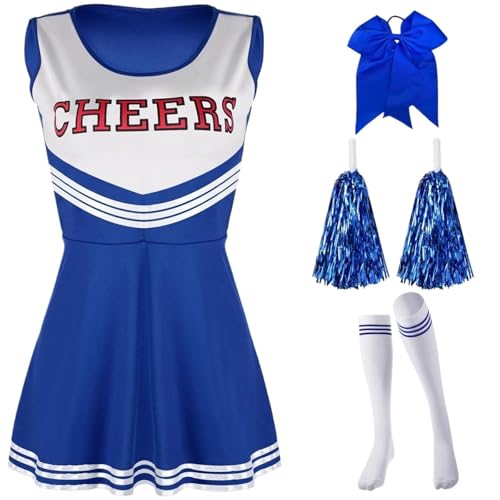 LSNNMU Damen-Kleidersets Cheerleading-Kleiderkostüme Cheerleading-Performance-Kostüme Cheerleading-Uniformen for Partybedarf(Blue,XS) von LSNNMU