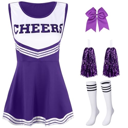 LSNNMU Damen-Kleidersets Cheerleading-Kleiderkostüme Cheerleading-Performance-Kostüme Cheerleading-Uniformen for Partybedarf(Purple,M) von LSNNMU