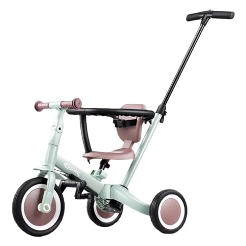 5-in-1-Kinderwagen für Kleinkinder, Dreirad, mit Schiebegriff für Eltern, Kinderdreirad für 2–5 Jahre, lenkbares Kinderdreirad, schnell verformbarer Laufradroller, Sitz mit Gurt und Leitplanke von LSQXSS