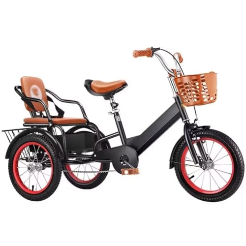 Große Pedal-Dreiräder für Kinder im Alter von 3 bis 10 Jahren,dreirädrige Rikscha-Dreiräder mit empfindlicher Bremse,Doppelsitz-Tandem-Dreirad Beifahrersitz,viel Stauraum,Kleinkind-Cruiser-Dreirad von LSQXSS