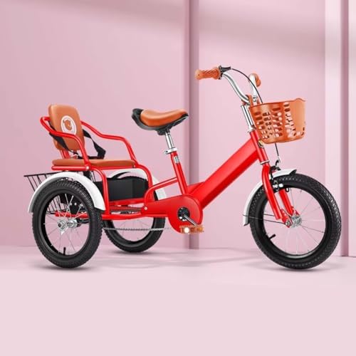 Große Pedal-Dreiräder für Kinder im Alter von 3 bis 10 Jahren,dreirädrige Rikscha-Dreiräder mit empfindlicher Bremse,Doppelsitz-Tandem-Dreirad Beifahrersitz,viel Stauraum,Kleinkind-Cruiser-Dreirad von LSQXSS