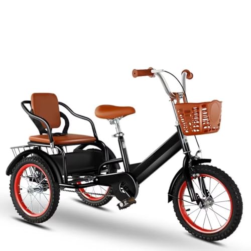 Kinderdreiräder mit Zwei Sitzen, Kleinkinddreirad für 3–9 Jahre, Mobilitätspedalfahrrad mit Einzelbremse, Outdoor-Cruiser-Fahrraddreirad für Reisen und Einkaufen, Tandem-Dreirad von LSQXSS