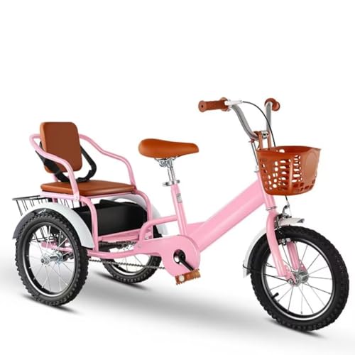 Kinderdreiräder mit Zwei Sitzen, Kleinkinddreirad für 3–9 Jahre, Mobilitätspedalfahrrad mit Einzelbremse, Outdoor-Cruiser-Fahrraddreirad für Reisen und Einkaufen, Tandem-Dreirad von LSQXSS