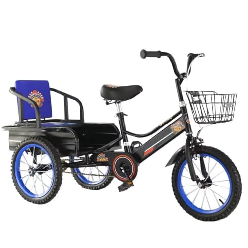 Kinderpedal-Dreirad mit Hinterkabine, Kleinkind-Dreirad mit Rücksitz für 3–9 Jahre, Outdoor-Dreirad, Tandem-Dreirad, Mobilitätskettenfahrrad mit Einzelbremse von LSQXSS
