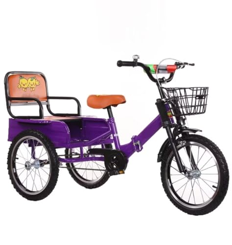 Kinderpedal-Dreirad mit Hinterkabine, Kleinkind-Dreirad mit Rücksitz für 3–9 Jahre, Outdoor-Dreirad, faltbares Tandem-Dreirad, Mobilitätskettenfahrrad mit Einzelbremse von LSQXSS