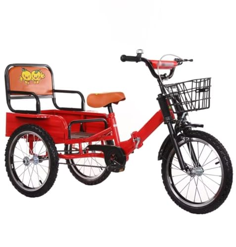 Kinderpedal-Dreirad mit Hinterkabine, Kleinkind-Dreirad mit Rücksitz für 3–9 Jahre, Outdoor-Dreirad, faltbares Tandem-Dreirad, Mobilitätskettenfahrrad mit Einzelbremse von LSQXSS