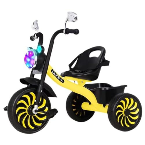 Klassische Dreiräder für Kleinkinder mit Scheinwerfer, eigenständiges Pedalfahrrad, Kinderdreirad für 2–5 Jahre, Verstellbarer Sitz mit Gurt, geräuschloses Schaumstoffrad, 120°-Lenkstange von LSQXSS